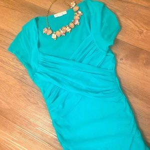 New York and Company Mint  Ruched Bodice Blouse